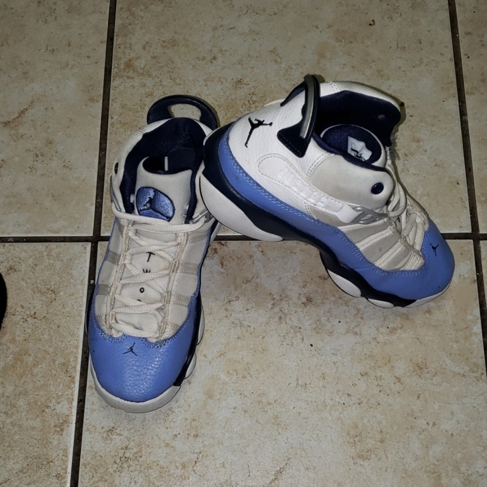 Jordan 6 rings carolina blue, Navy, and white